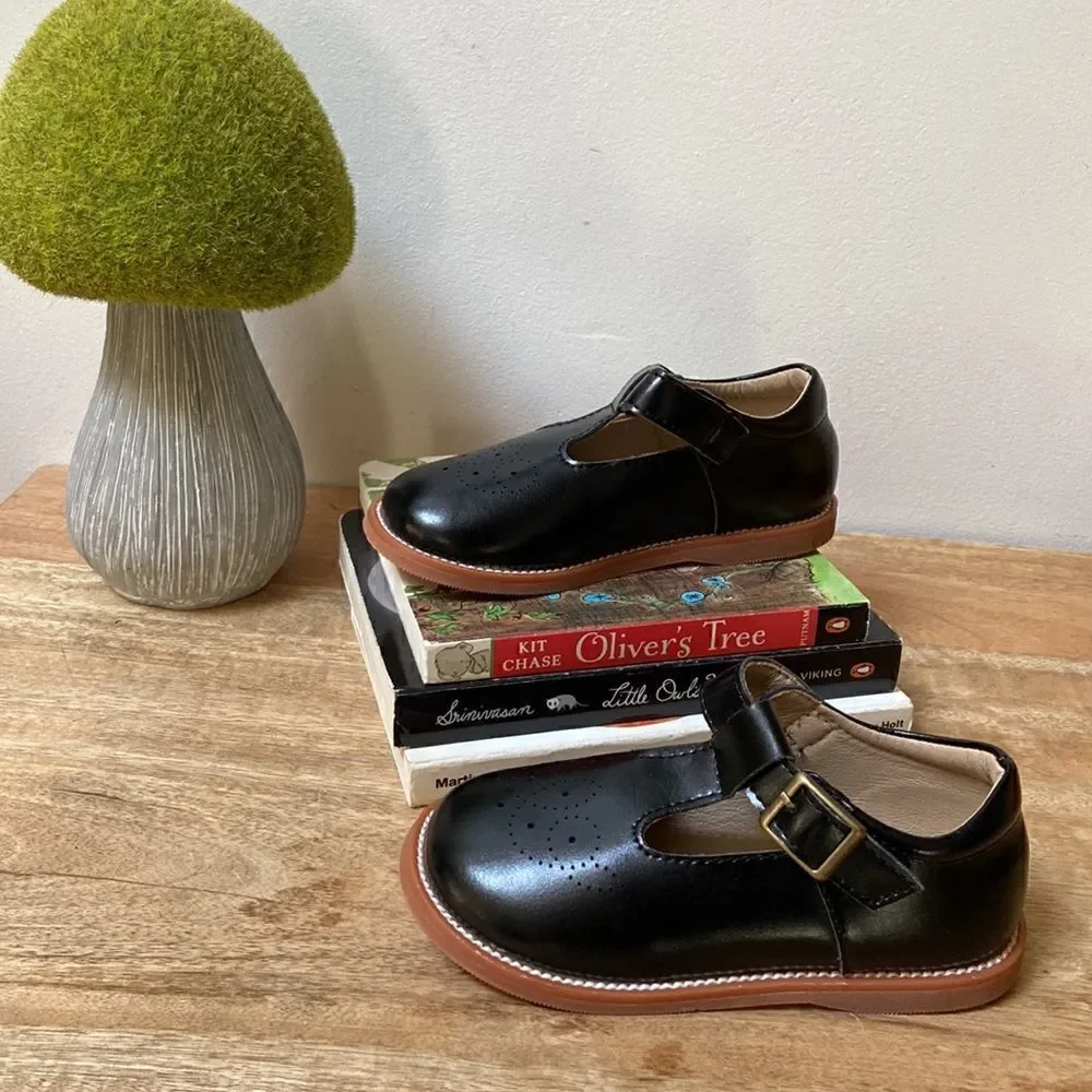 Kiderence Girls Flat Dress Shoes School Oxfords Mary Jane Black Shoe New